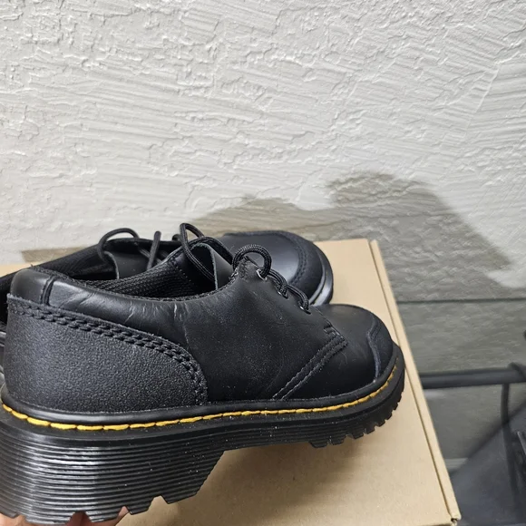 Dr. Martens Junior 1461 Overlay Leather Shoes In Black - Picture 9 of 11